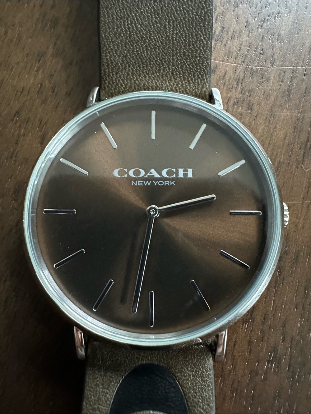 COACH Charles Men’s Watch Brown Radiant Dial 41mm Silver-Tone Case Leather Strap